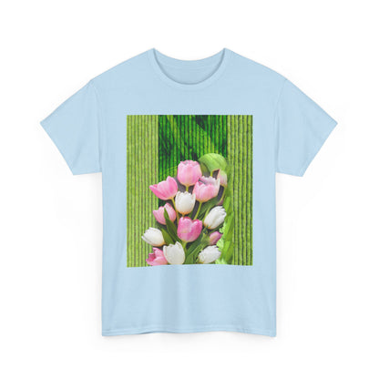 Textured Tulips Unisex Heavy Cotton Tee - Vibrant Spring Blossom T-Shirt, Everyday Wear, Gift for Plant Lovers, Mother's Day Apparel, [...]