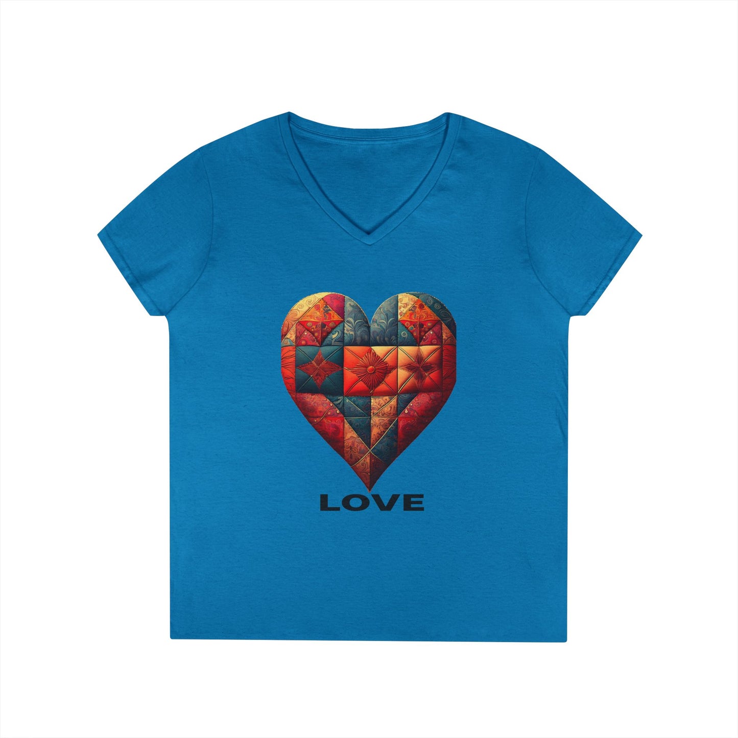 Love Patchwork Heart V-Neck Tee
