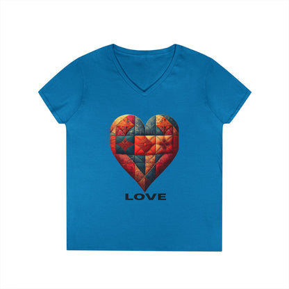 Love Patchwork Heart V-Neck Tee