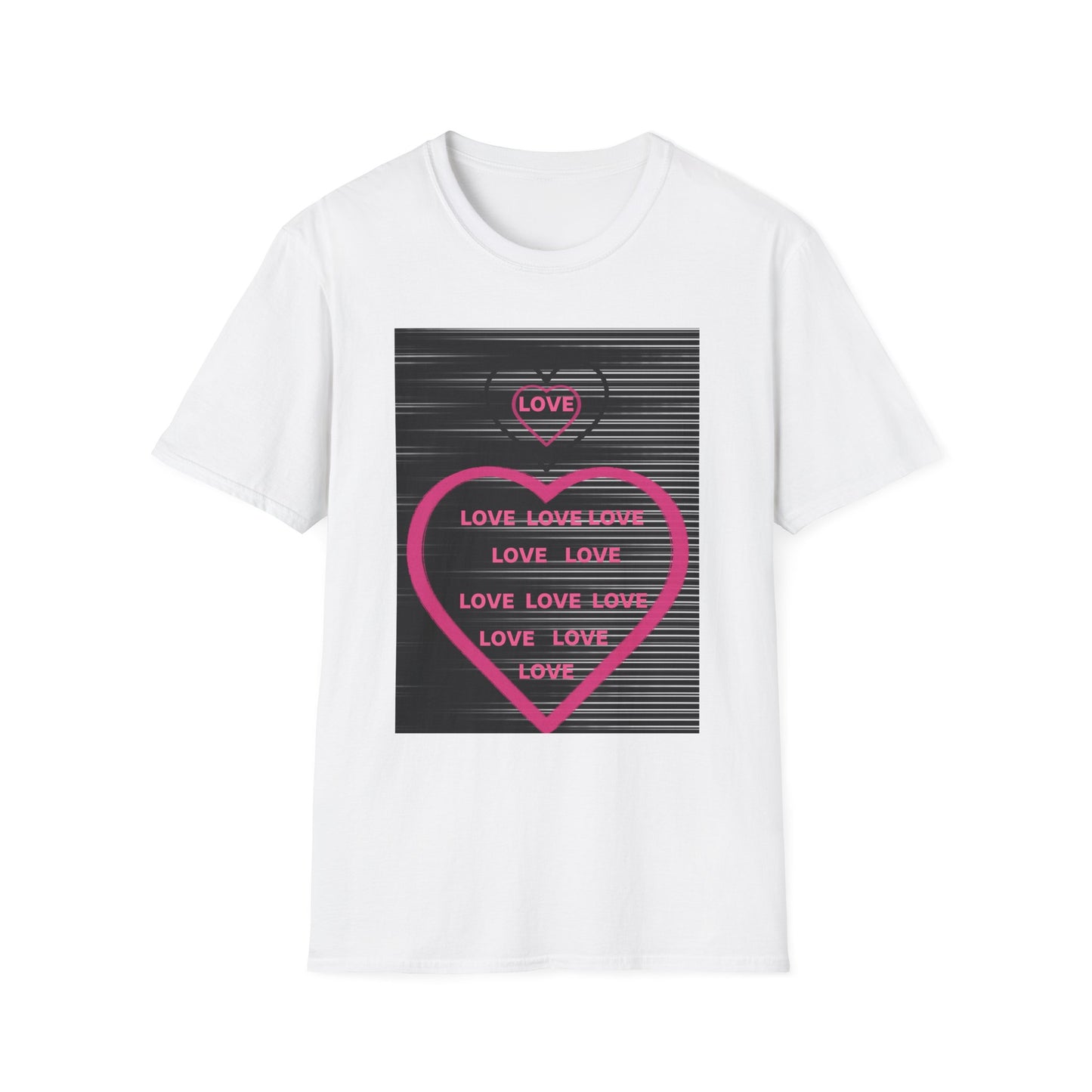 Love Heart Graphic T-Shirt — Neon Pink Retro Lines