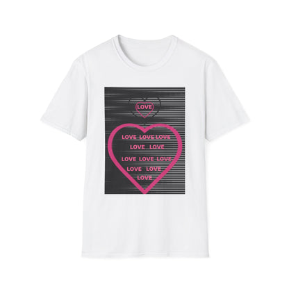Love Heart Graphic T-Shirt — Neon Pink Retro Lines