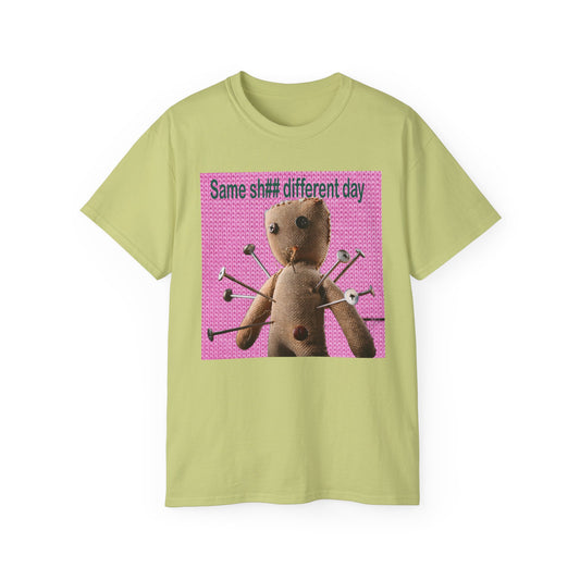 Voodoo Doll Humor Tee, Fun Statement T-Shirt for Everyday Wear, Gift for Friends, Casual Style, Quirky Graphic Shirt, Perfect for Parties