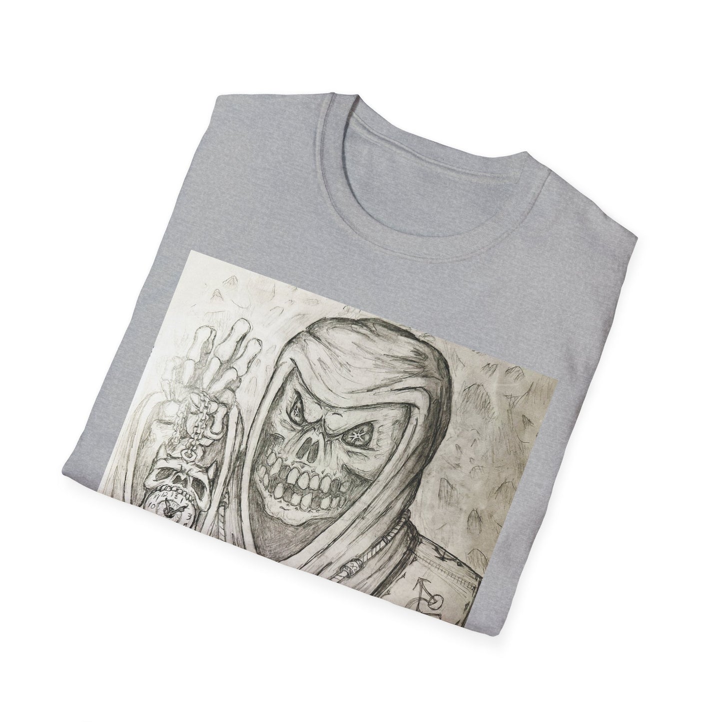 Grim Reaper Graphic Tee | Unisex Softstyle T-Shirt, Halloween Apparel, Edgy Fashion, Unique Gift, Gothic Style, Casual Wear