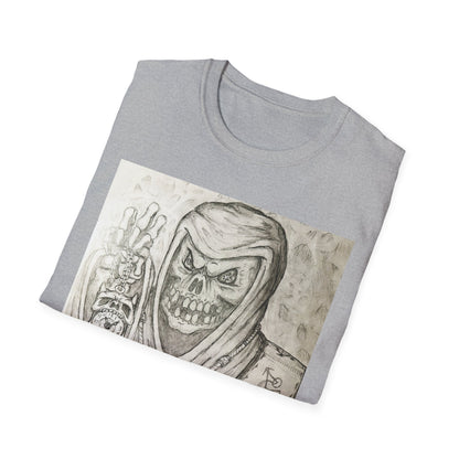 Grim Reaper Graphic Tee | Unisex Softstyle T-Shirt, Halloween Apparel, Edgy Fashion, Unique Gift, Gothic Style, Casual Wear
