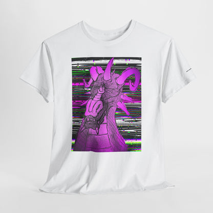 Vaporwave Dragon T-Shirt — Glitch Art Neon Purple Dragon Tee