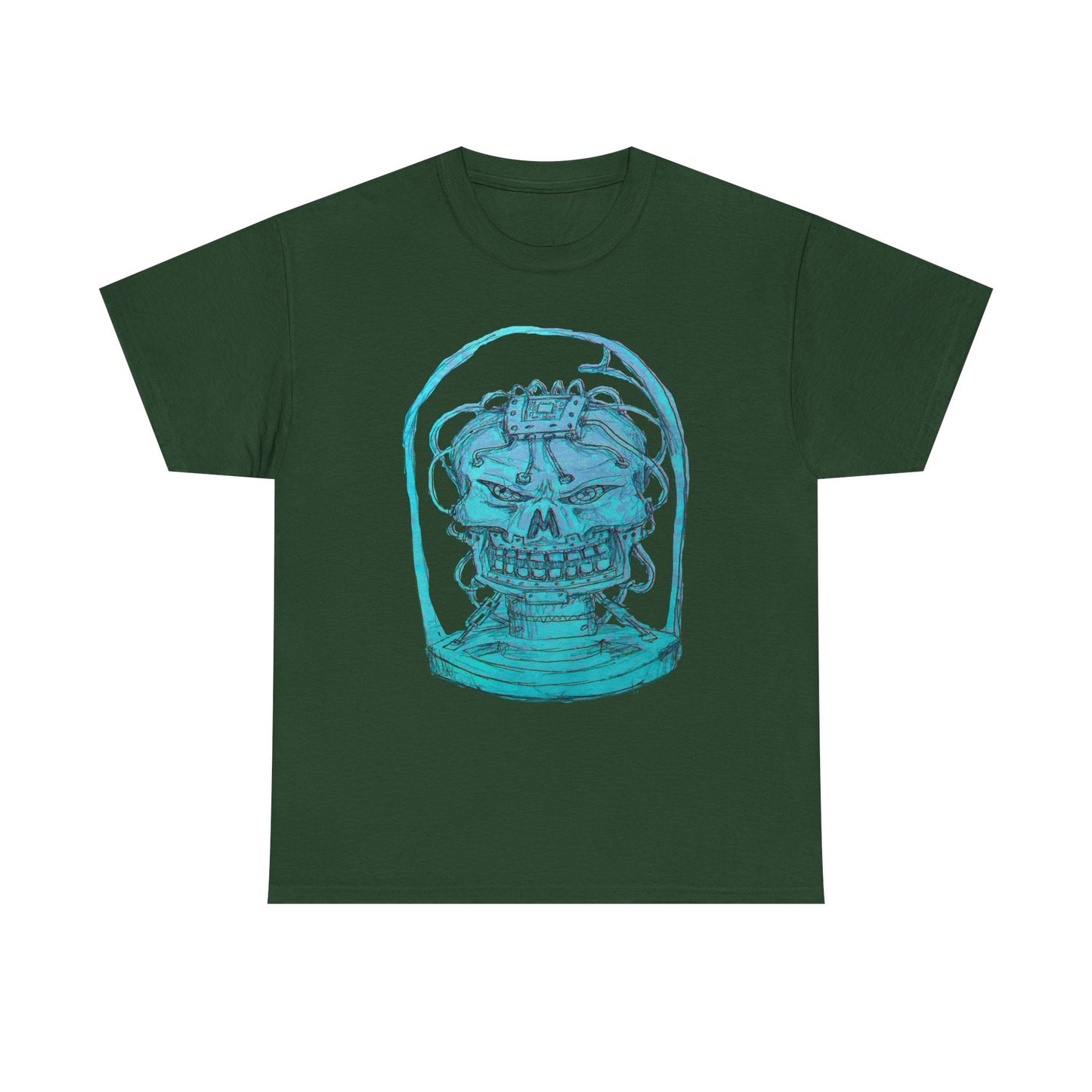 Vibrant Turquoise skull original design Unisex Heavy Cotton Tee