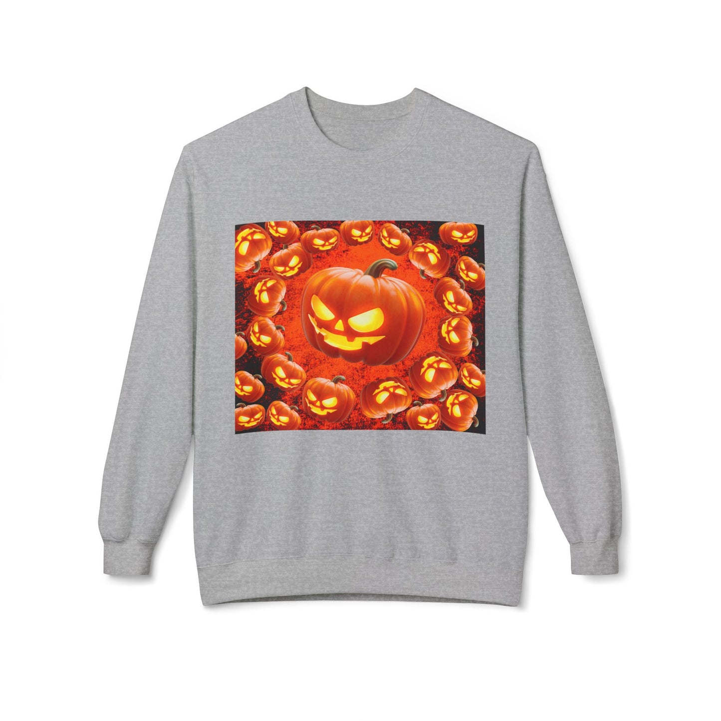Halloween Pumpkin Planet Crewneck Sweatshirt, Cozy Unisex Fleece, Fall Fashion, Spooky Vibes, Seasonal Sweatshirt, Perfect for Autumn