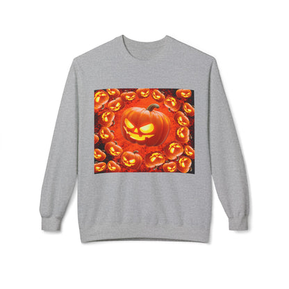 Halloween Pumpkin Planet Crewneck Sweatshirt, Cozy Unisex Fleece, Fall Fashion, Spooky Vibes, Seasonal Sweatshirt, Perfect for Autumn