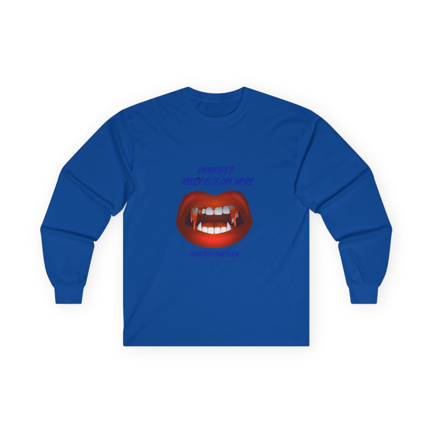Vampire Humor Long Sleeve Tee, Unisex Halloween T-Shirt, Spooky Party, Funny Gift, Graphic Tee for Vampire Lovers, Casual Wear