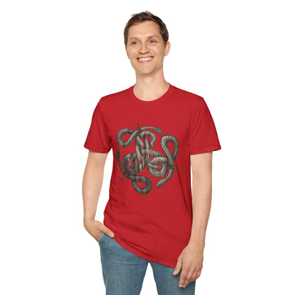 Serpent Design T-Shirt - Unisex Softstyle Apparel for Nature Lovers, Graphic Tee, Casual Wear, Gift for Her/Him, Birthday