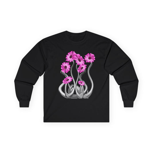 Long Sleeve Tee — Pink Floral Tentacle Garden Graphic