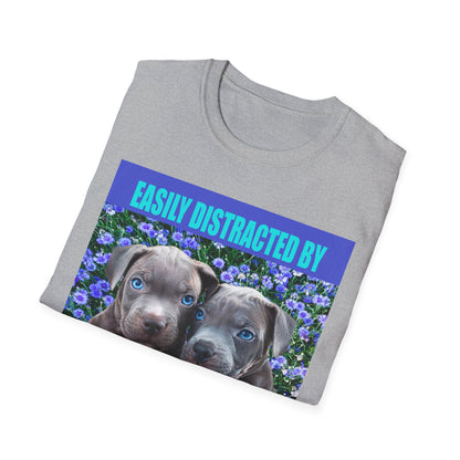 Easily Distracted by Puppies Cute Dog Lover T-Shirt, Easily Distracted by Dogs Tee, Perfect Gift for Pet Owners, Animal Lover Apparel, Casual Everyday Wear