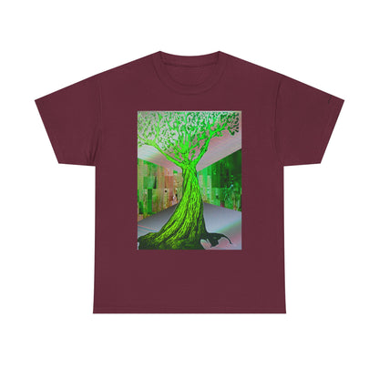Green Neon Tree Graphic Tee – Surreal Nature Art T-Shirt