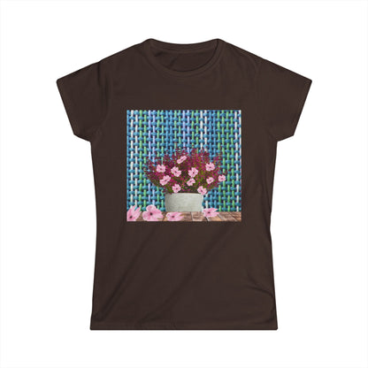 Peonies Tweed Bouquet Softstyle Tee for Women, Floral T-Shirt, Casual Wear, Gift for Her, Spring Outfit, Everyday Style