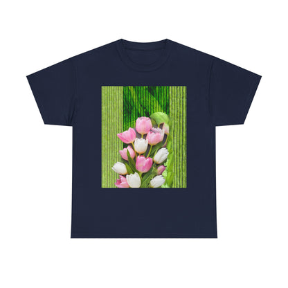 Textured Tulips Unisex Heavy Cotton Tee - Vibrant Spring Blossom T-Shirt, Everyday Wear, Gift for Plant Lovers, Mother's Day Apparel, [...]