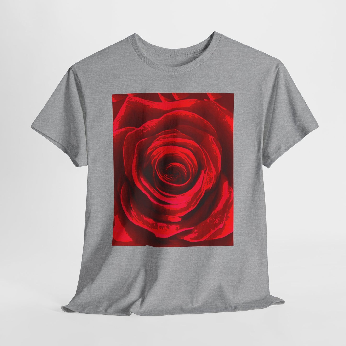 Romantic Rose Unisex Heavy Cotton Tee, Gift for Valentine's Day, Floral Shirt, Casual Wear, Love, Nature Lover Tee