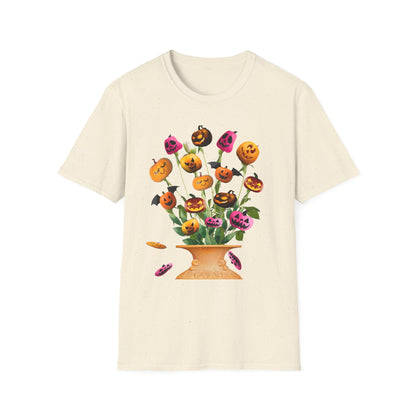 Halloween Pumpkin Bouquet T-Shirt, Cute Fall Tee, Unisex Graphic Shirt, Ideal for Halloween Parties, Seasonal Gift Idea