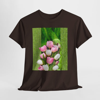 Textured Tulips Unisex Heavy Cotton Tee - Vibrant Spring Blossom T-Shirt, Everyday Wear, Gift for Plant Lovers, Mother's Day Apparel, [...]