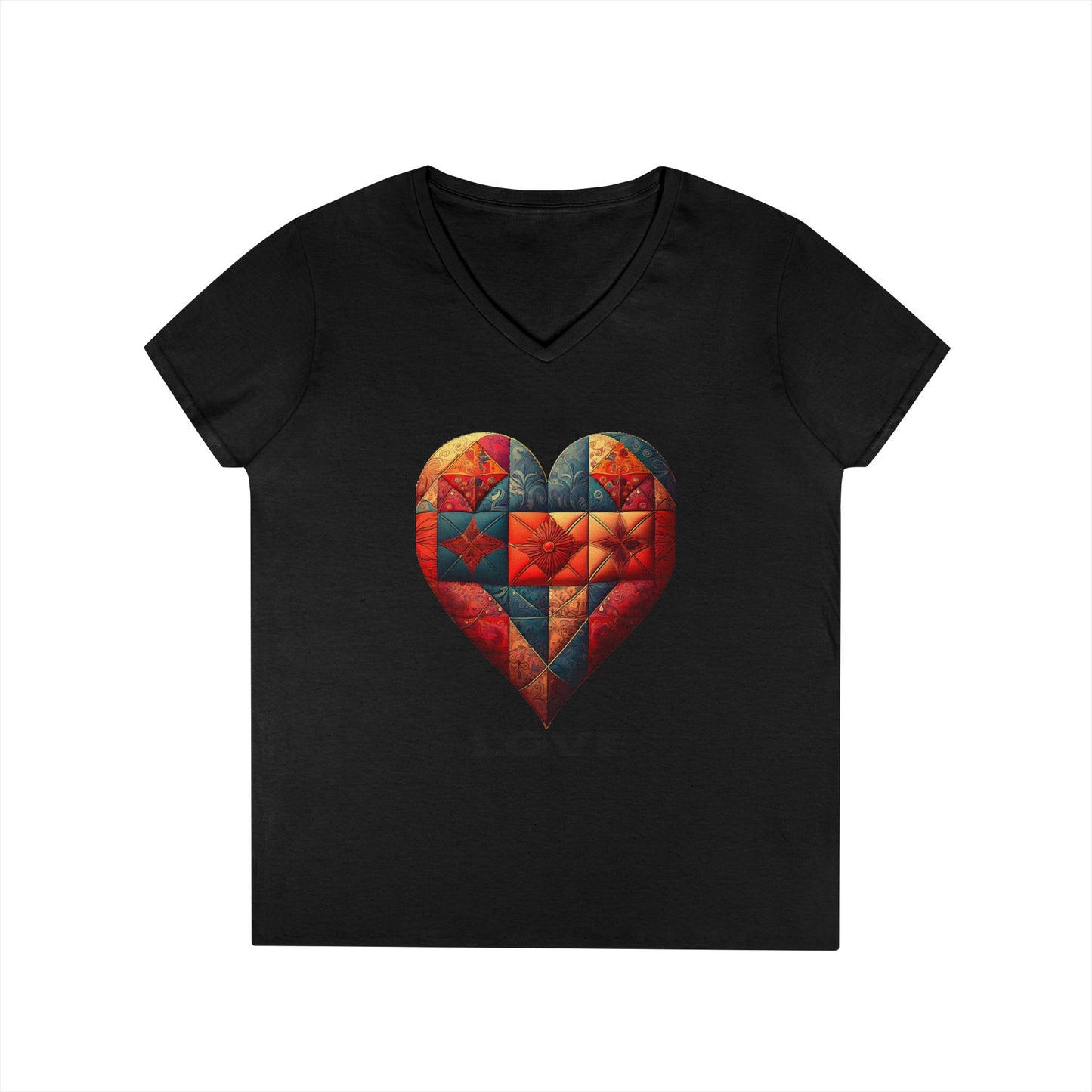 Love Patchwork Heart V-Neck Tee
