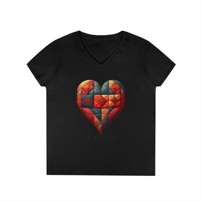 Love Patchwork Heart V-Neck Tee