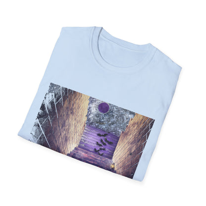 Mystical Stairway Bats Unisex T-Shirt - Softstyle Tee for Dreamers, Perfect for Gifting, Spiritual Occasions, Casual Wear, Art Lovers, [...]