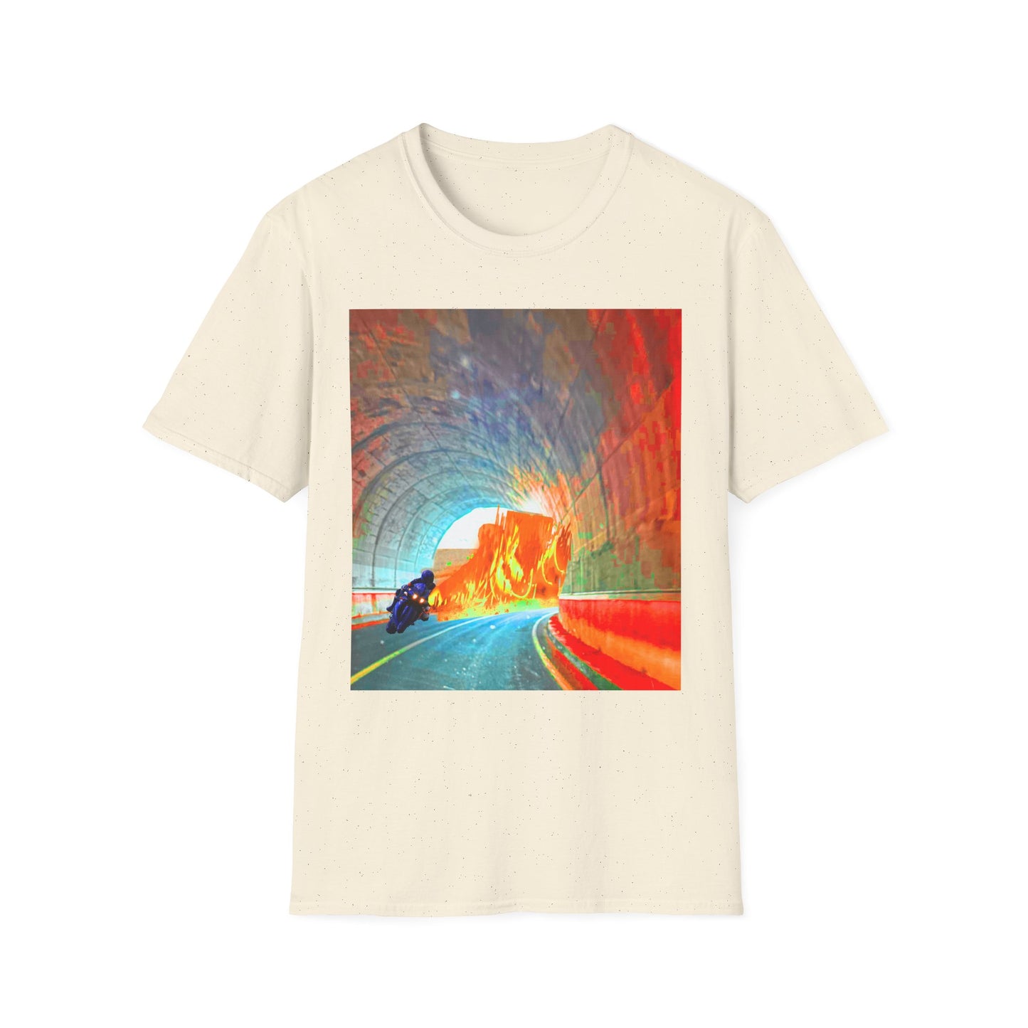 Vibrant Adventure motorcycle T-Shirt | Unisex Softstyle Tee, Casual Streetwear, Trendy Graphic Top, Unique Gift for Travelers, Colorful Artwork Shirt