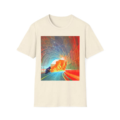 Vibrant Adventure motorcycle T-Shirt | Unisex Softstyle Tee, Casual Streetwear, Trendy Graphic Top, Unique Gift for Travelers, Colorful Artwork Shirt