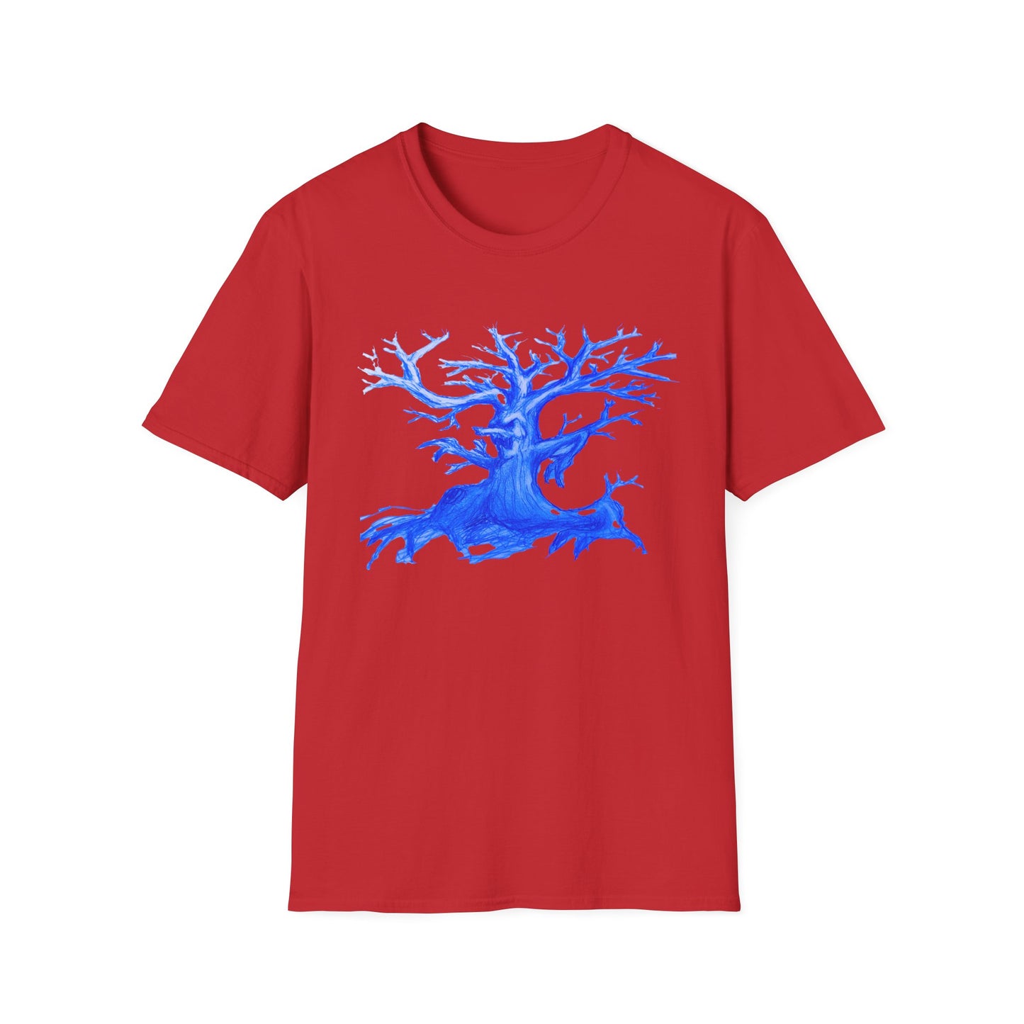 Artistic Animated Tree Design Unisex Softstyle T-Shirt | Eco-friendly Gift, Casual Wear, Nature Lover Tee, Perfect for Any Season