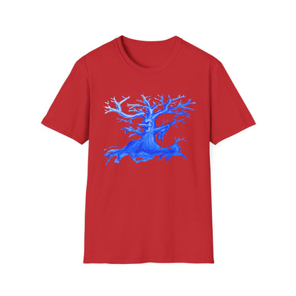 Artistic Animated Tree Design Unisex Softstyle T-Shirt | Eco-friendly Gift, Casual Wear, Nature Lover Tee, Perfect for Any Season