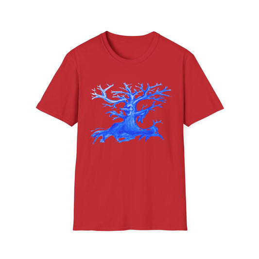 Artistic Animated Tree Design Unisex Softstyle T-Shirt | Eco-friendly Gift, Casual Wear, Nature Lover Tee, Perfect for Any Season