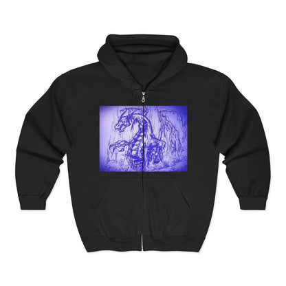 Dragon Hoodie - Mystical Fantasy Purple Shaded Dragon Full Zip Sweatshirt