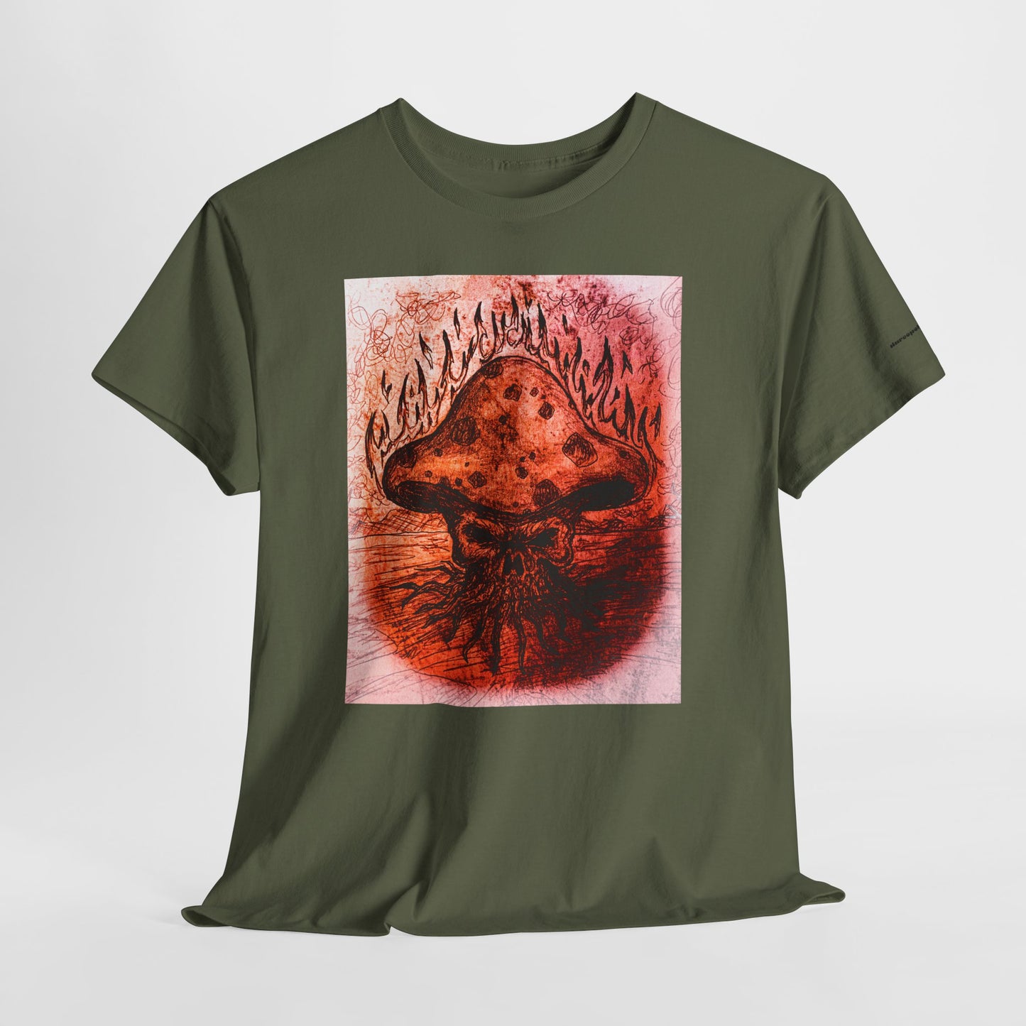 Mushroom Flame T‑Shirt — Psychedelic Burning Mushroom Graphic Tee