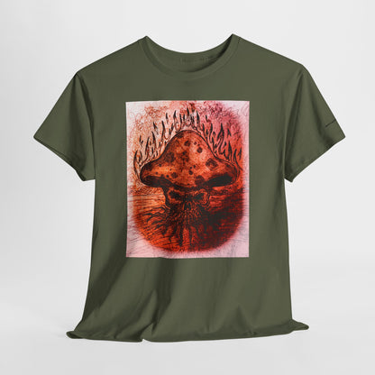 Mushroom Flame T‑Shirt — Psychedelic Burning Mushroom Graphic Tee