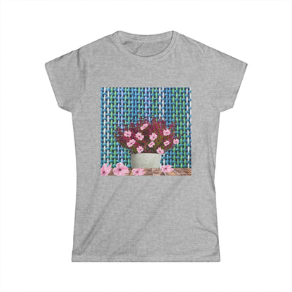 Peonies Tweed Bouquet Softstyle Tee for Women, Floral T-Shirt, Casual Wear, Gift for Her, Spring Outfit, Everyday Style