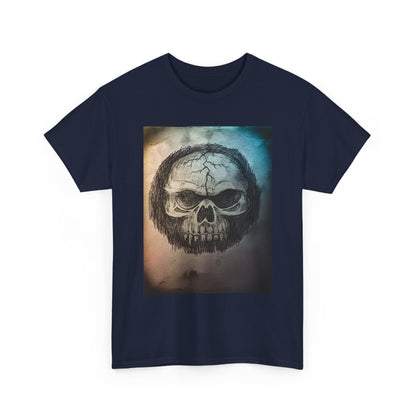 Skull Tee - Feathered Skull Hazy Border Design