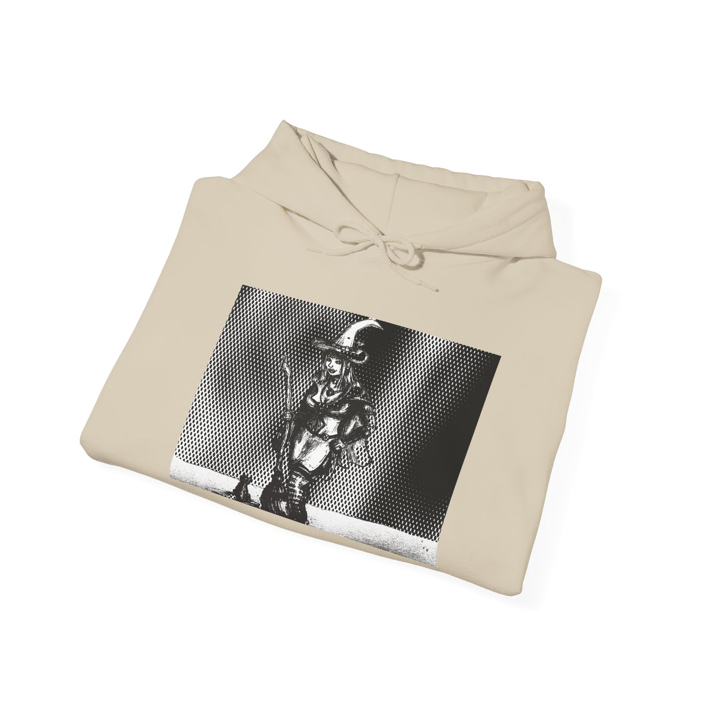 Witch Hoodie with Black Cat and Broom - Unisex