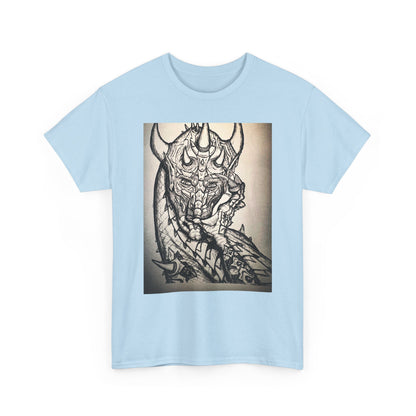 Dragon Art Unisex Heavy Cotton Tee, Graphic Tee, Unique Gift, Casual Wear, Fantasy Clothing, Art Inspired Shirt