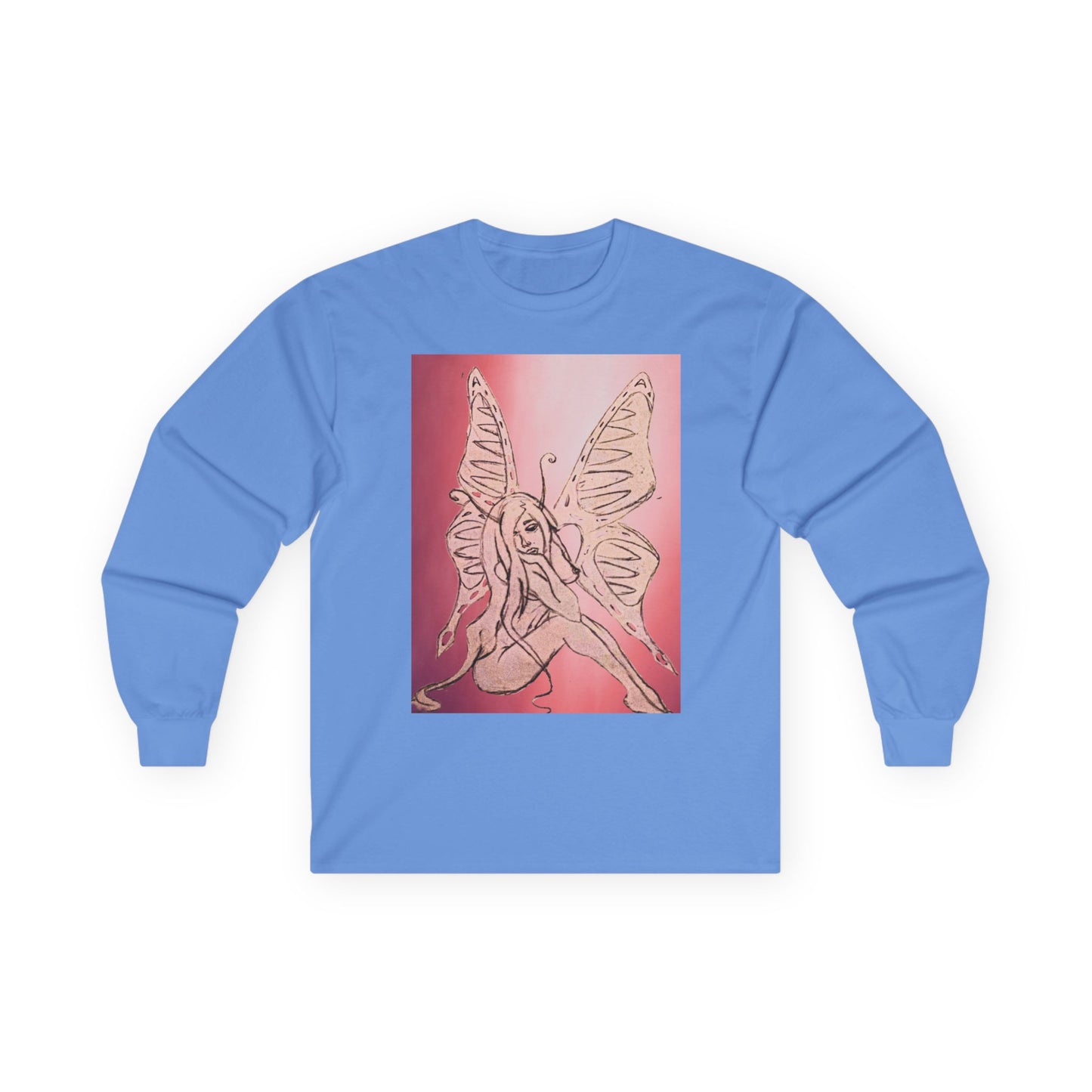 Butterfly Fairy Long Sleeve Tee — Ethereal Pink Graphic Shirt
