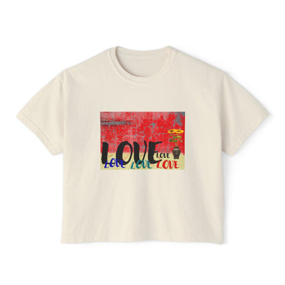Colorful Love Boxy Tee, Women's Love T-Shirt, Casual Everyday Wear, Gift for Her, Summer Fashion Piece