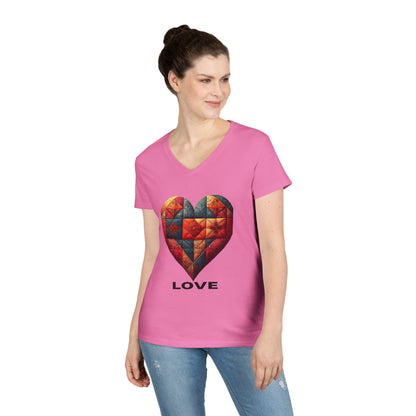 Love Patchwork Heart V-Neck Tee