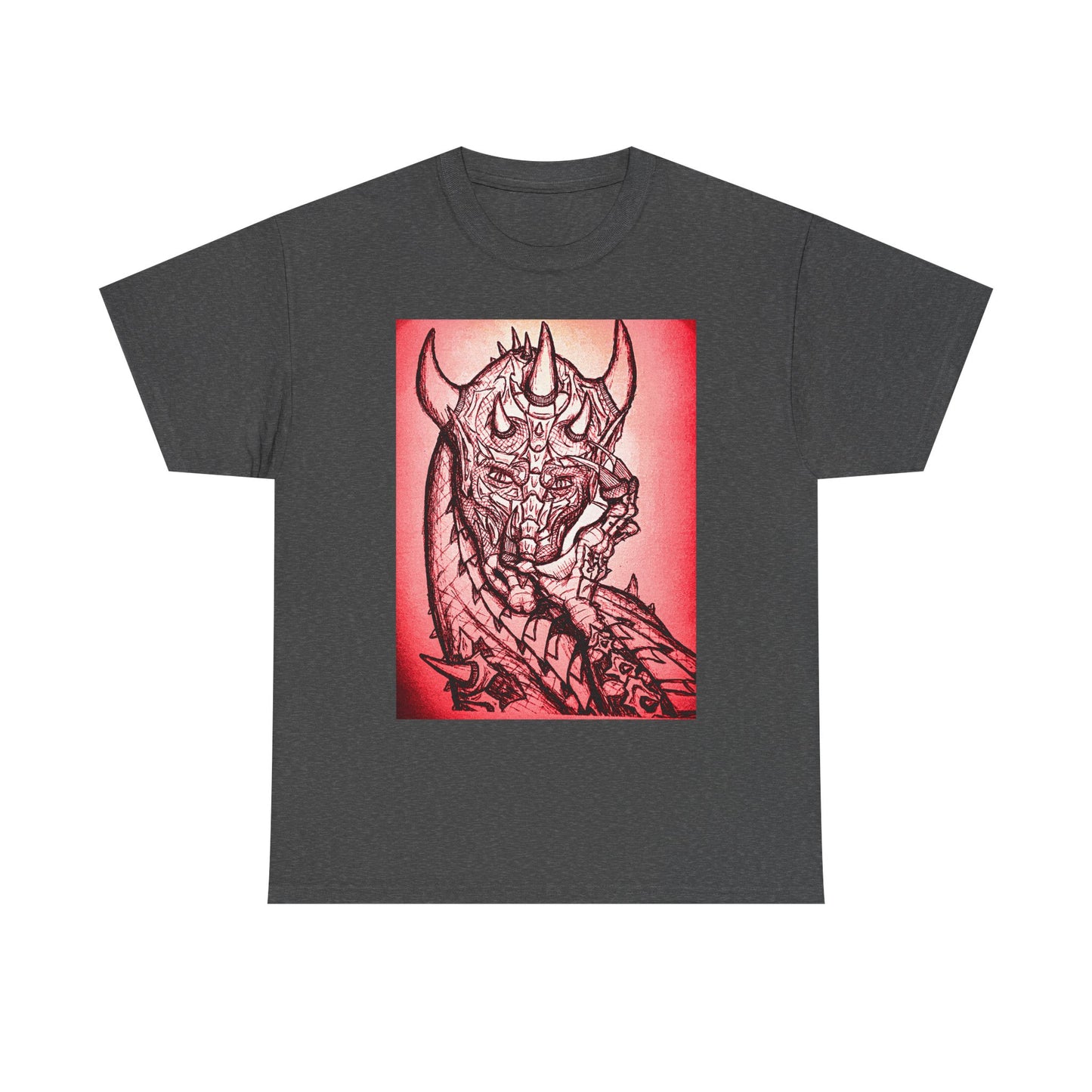 Bold Graphic Tee with Gothic Dragon Design, Unisex Cotton Shirt, Unique Art Tee, Oversized Casual Top, Gift for Art Lovers