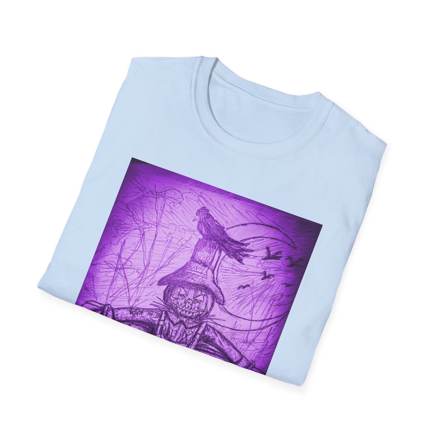 Purple Scarecrow Unisex Tee | Softstyle T-Shirt | Gothic Art, Fall Fashion, Halloween Shirt, Casual Wear, Scarecrow Design
