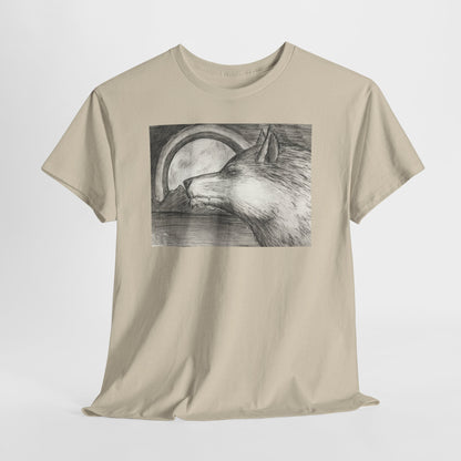 Wolf Art Unisex Heavy Cotton Tee, Nature Lover Shirt, Wildlife T-Shirt, Gift for Outdoorsy Friends, Animal Lover Apparel