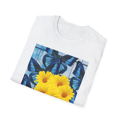 Sunny Blooms Unisex Softstyle T-Shirt, Floral Graphic Tee, Gift for Her, Summer Vibes, Casual Wear, Nature Lover Gift