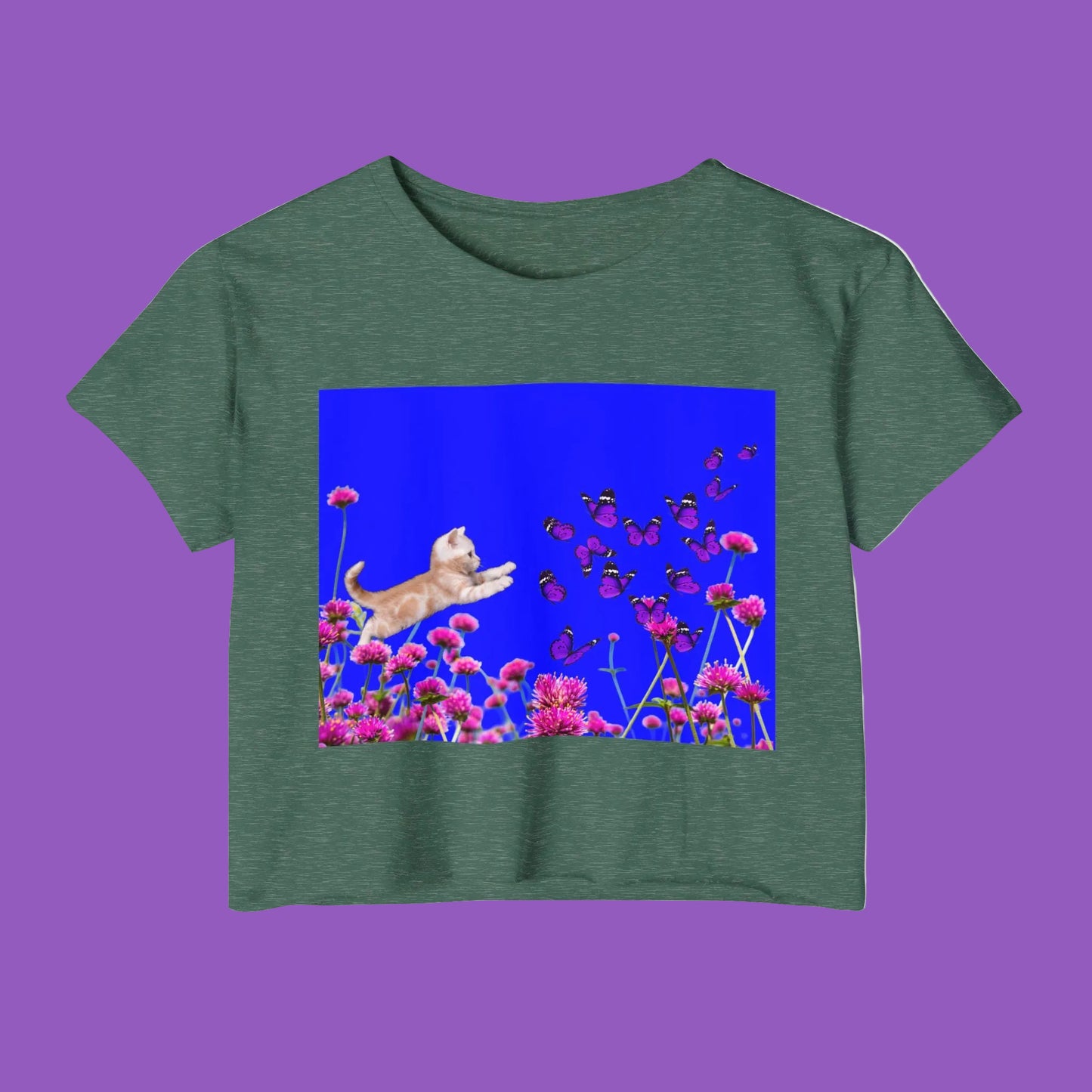 KITTY AND BUTTERFLIES Festival Crop Top