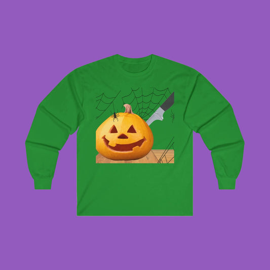 Spooky Pumpkin Carved Long Sleeved Unisex Ultra Cotton Long Sleeve Tee