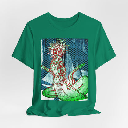 Mythic Serpent Goddess Tee — Neon Medusa Illustration T-Shirt