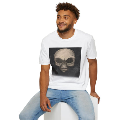 Skull Art Unisex Softstyle T-Shirt - Edgy Graphic Tee for Halloween, Festival Wear, Music Lovers, Gift Idea, Casual Style