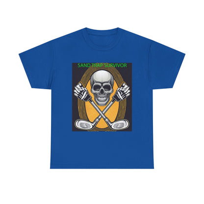 Golf Survivor Skull Tee, Unisex Heavy Cotton T-Shirt, Perfect Gift for Golf Lovers, Sports Apparel, Casual Wear, Skull Design