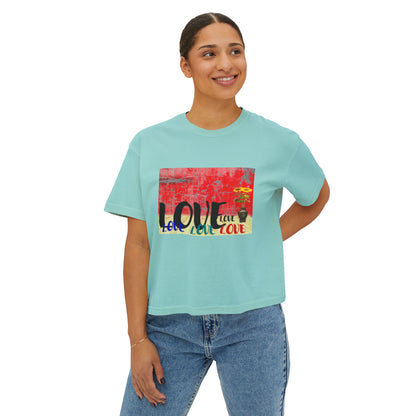 Colorful Love Boxy Tee, Women's Love T-Shirt, Casual Everyday Wear, Gift for Her, Summer Fashion Piece